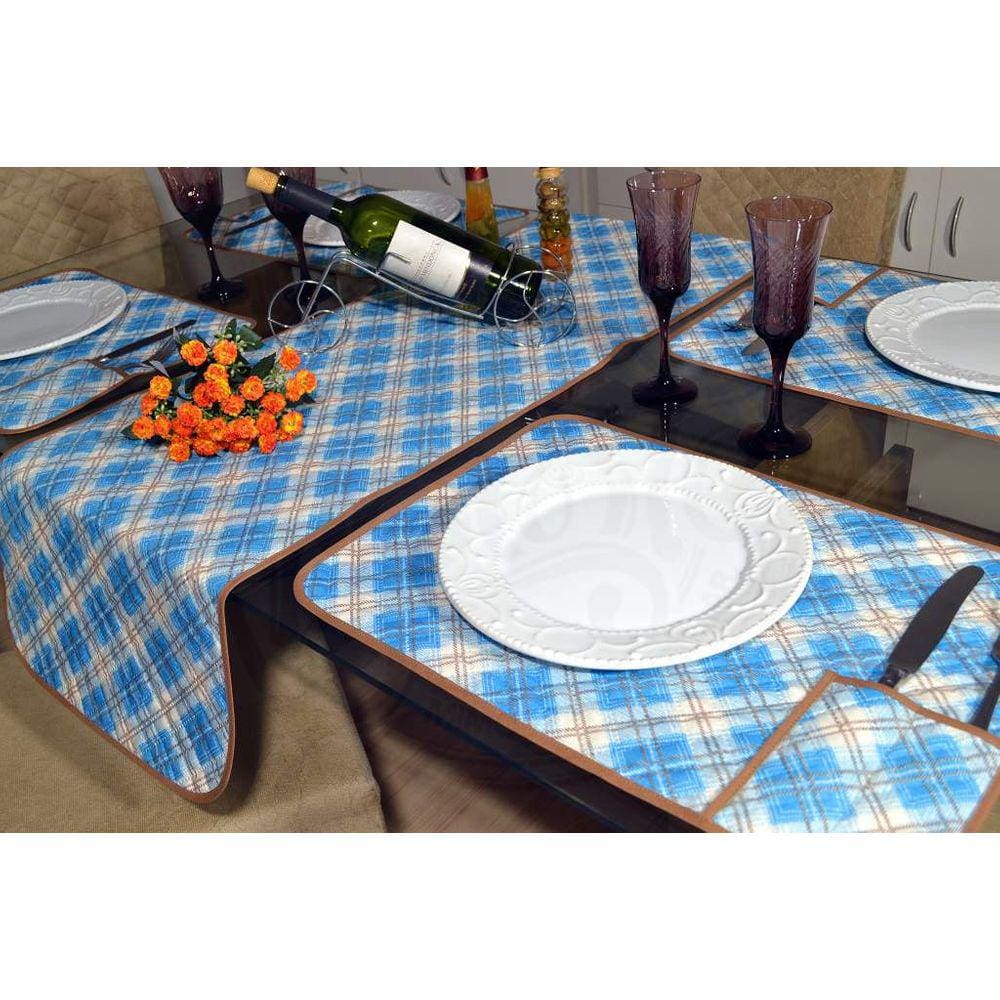 Jogo Americano Matelado e Caminho - Azul e Bege