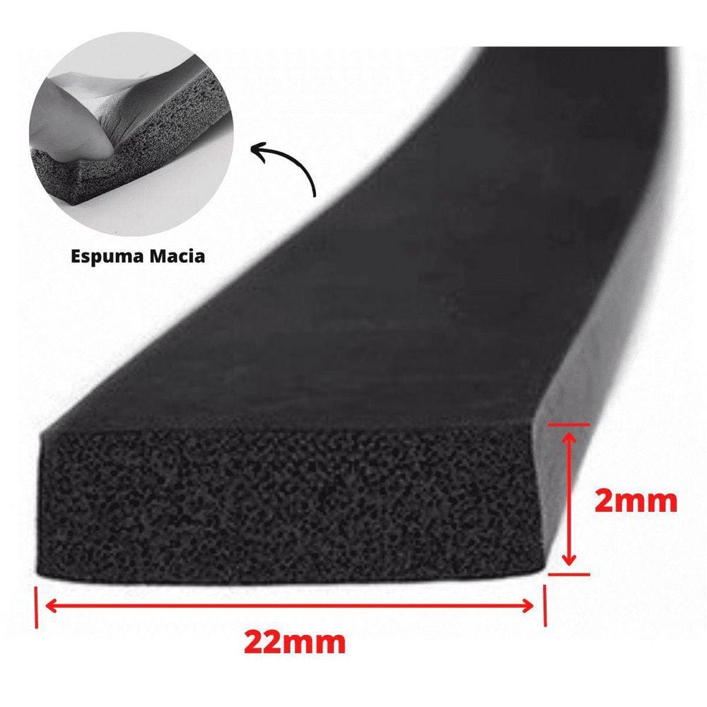 Espuma Fita Adesiva Pvc Borracha Vedação E=2Mmx10 Mts Preta