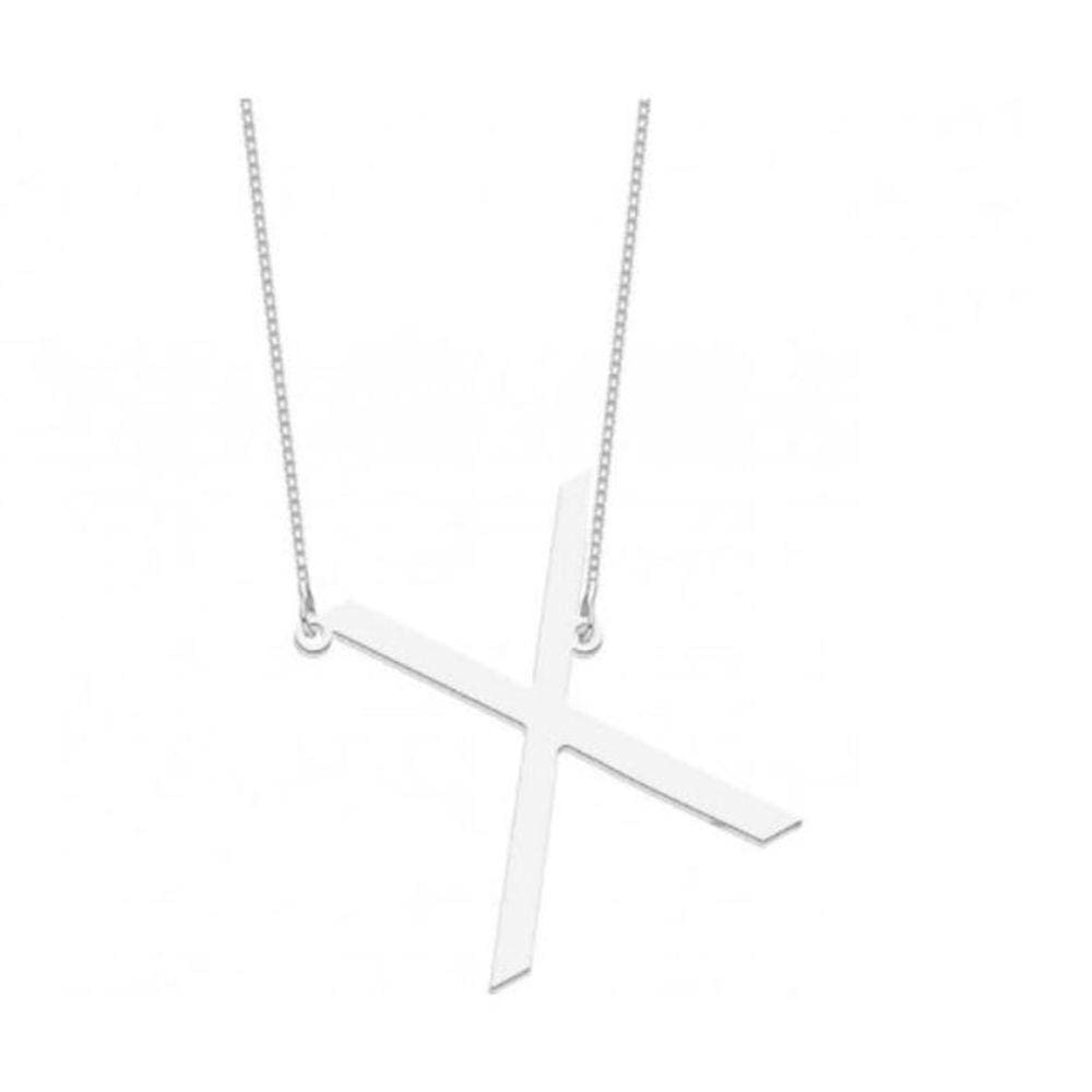 Colar Prateado Letra X Delicado E7332