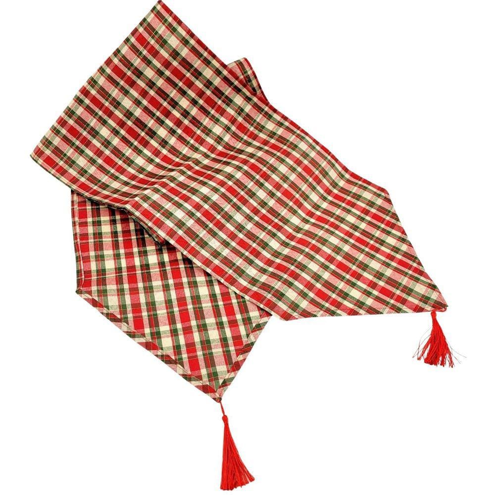 Trilho De Mesa Vermelho Xadrez 32X180Cm Mesa Posta De Natal