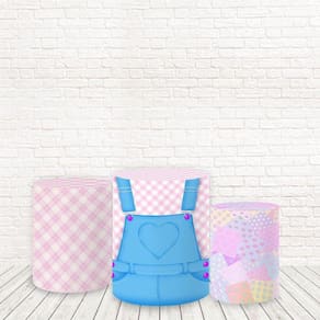 Trio De Capas Cilindros Tecido Fazendinha Rosa Fcc-559
