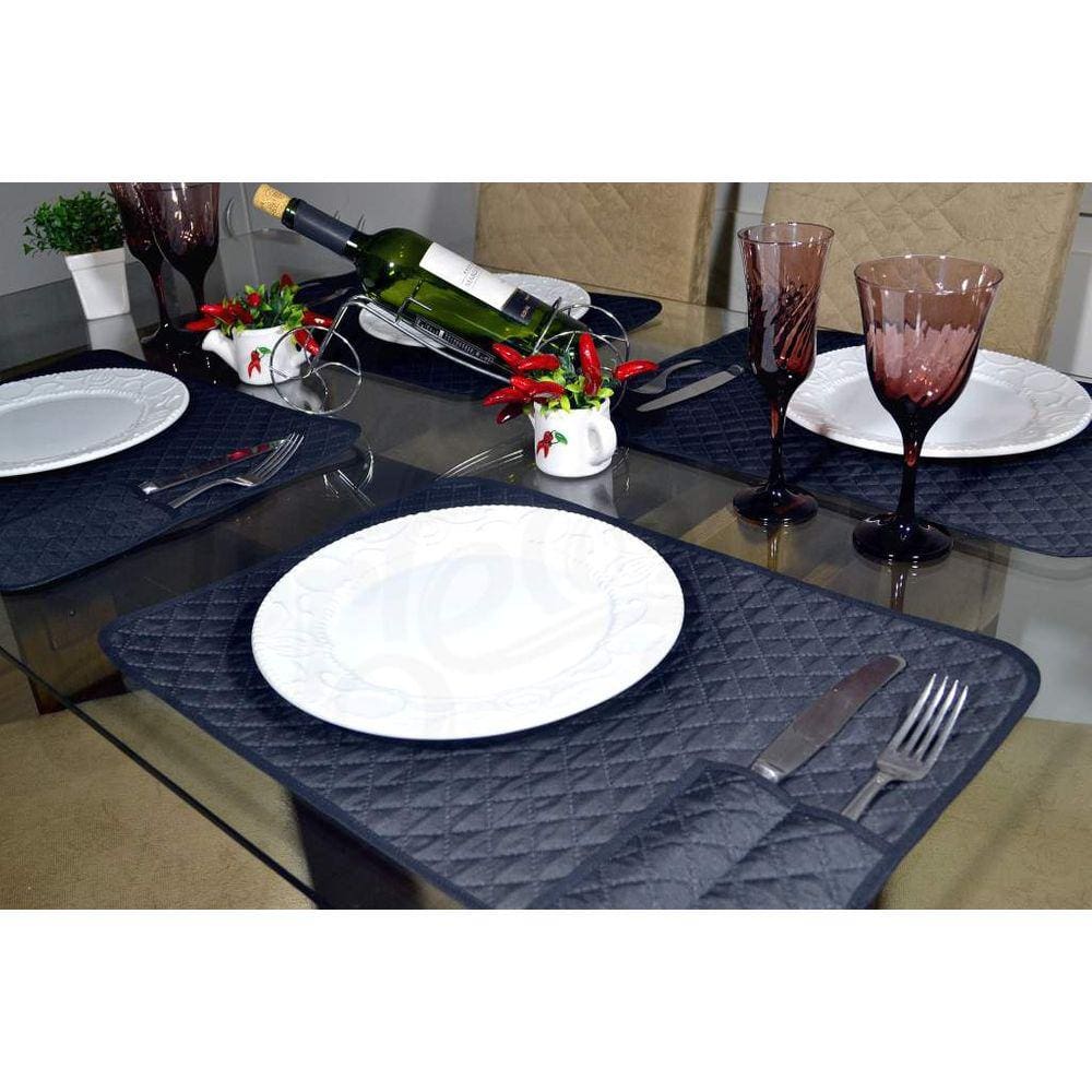 Jogo Americano Matelado com 4 Peças - Preto Liso