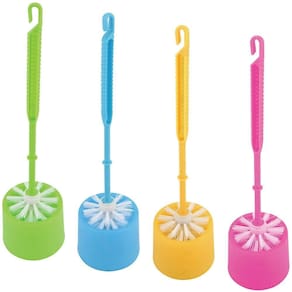 Escova Sanitária Com Suporte Plástico Colorido 4 Peças