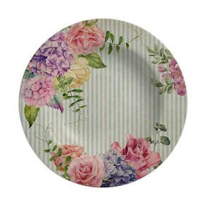 Conjunto 6 Pratos Fundo Decoupage Flowers 25cm Alleanza