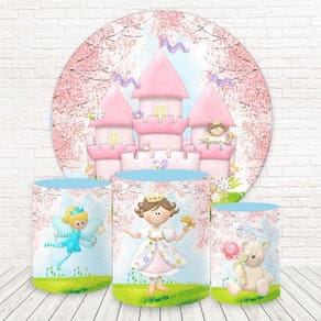 Painel Redondo E Capas 3D Sublimado Castelo Fkpc-1599