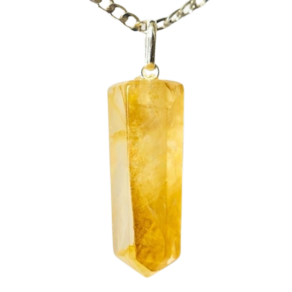 Colar Pontinha Pedra Hematoide Amarelo Montagem Prata 950