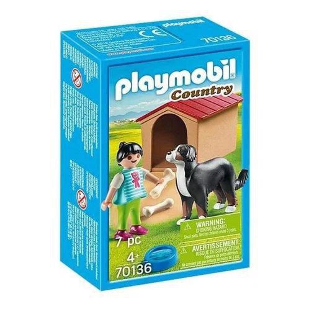 Playmobil Country 70136 Cachorro Com Casinha E Menina 7 Pcs