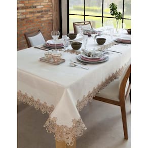 Toalha De Mesa Rendada Veneza 160X300 Cm 10 Lugares