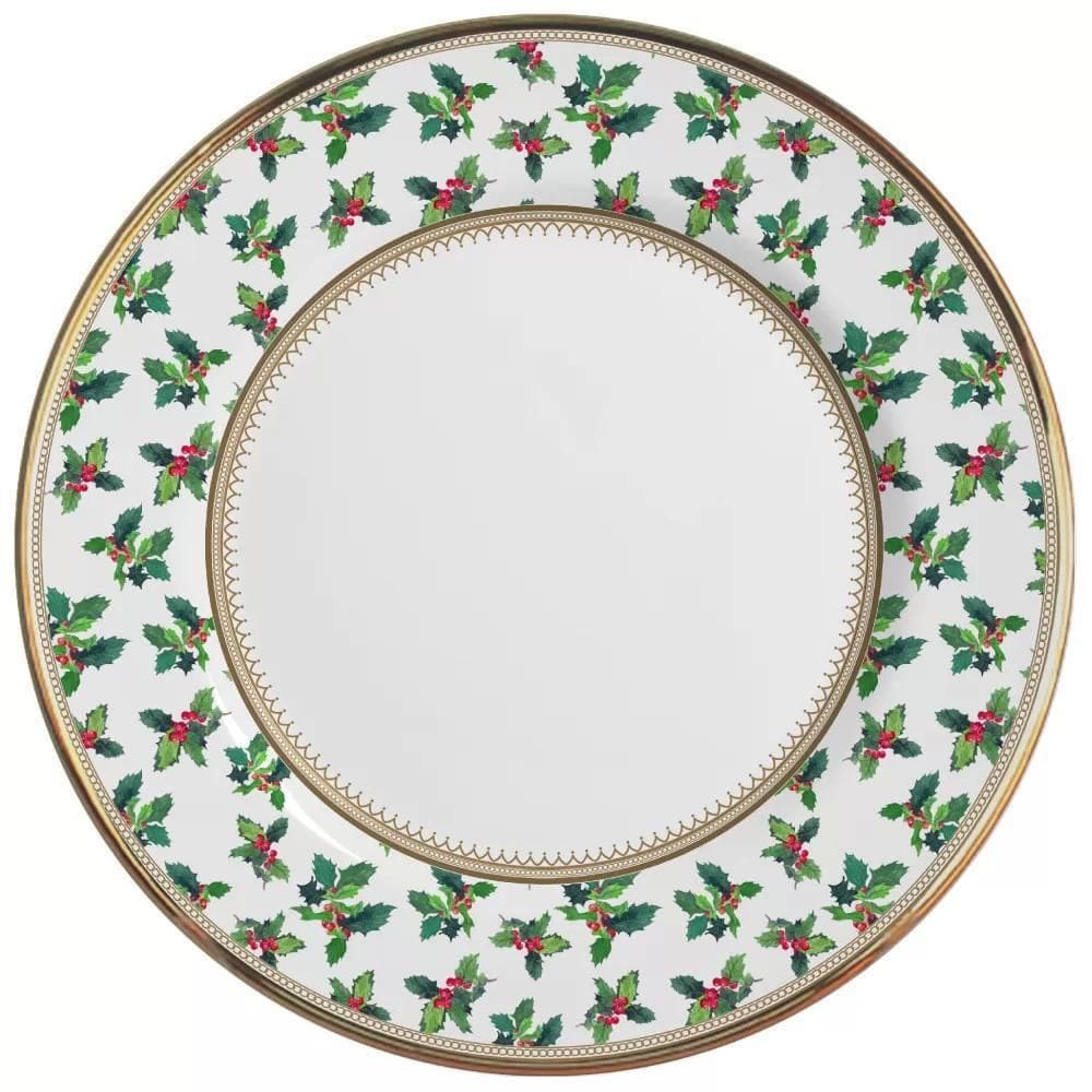 Pratos Rasos Cerâmica Branca 29cm - Acabamento em Ouro