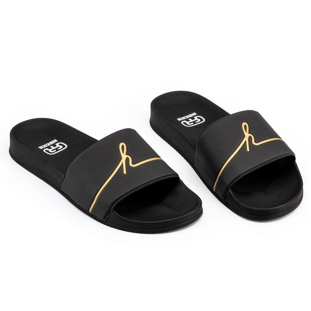 Chinelo Slide Hocks Fligrama Preto/Dourado