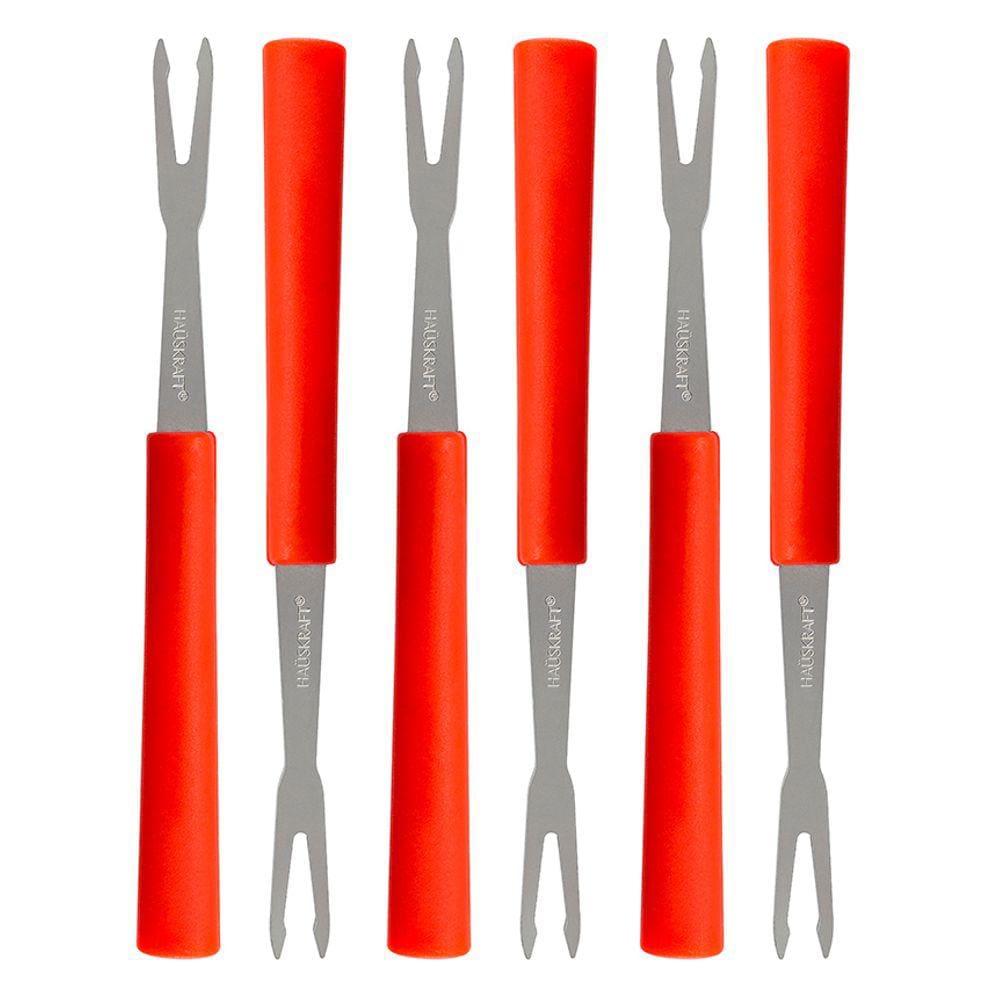 Conjunto Garfos Petiscos Vermelho 6 Peças 13 Cm Hauskraft