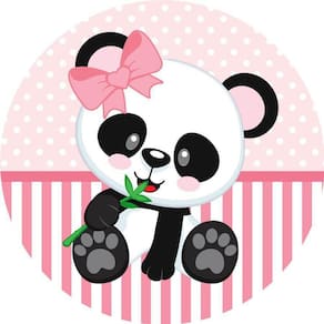 Painel Redondo 3D Sublimado Panda Rosa Frd-5217