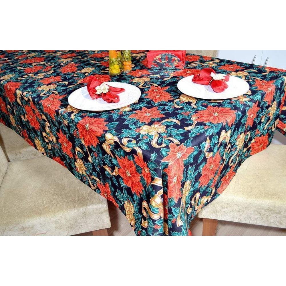 Toalha de Mesa Oxford Natal  - Flores Natalinas