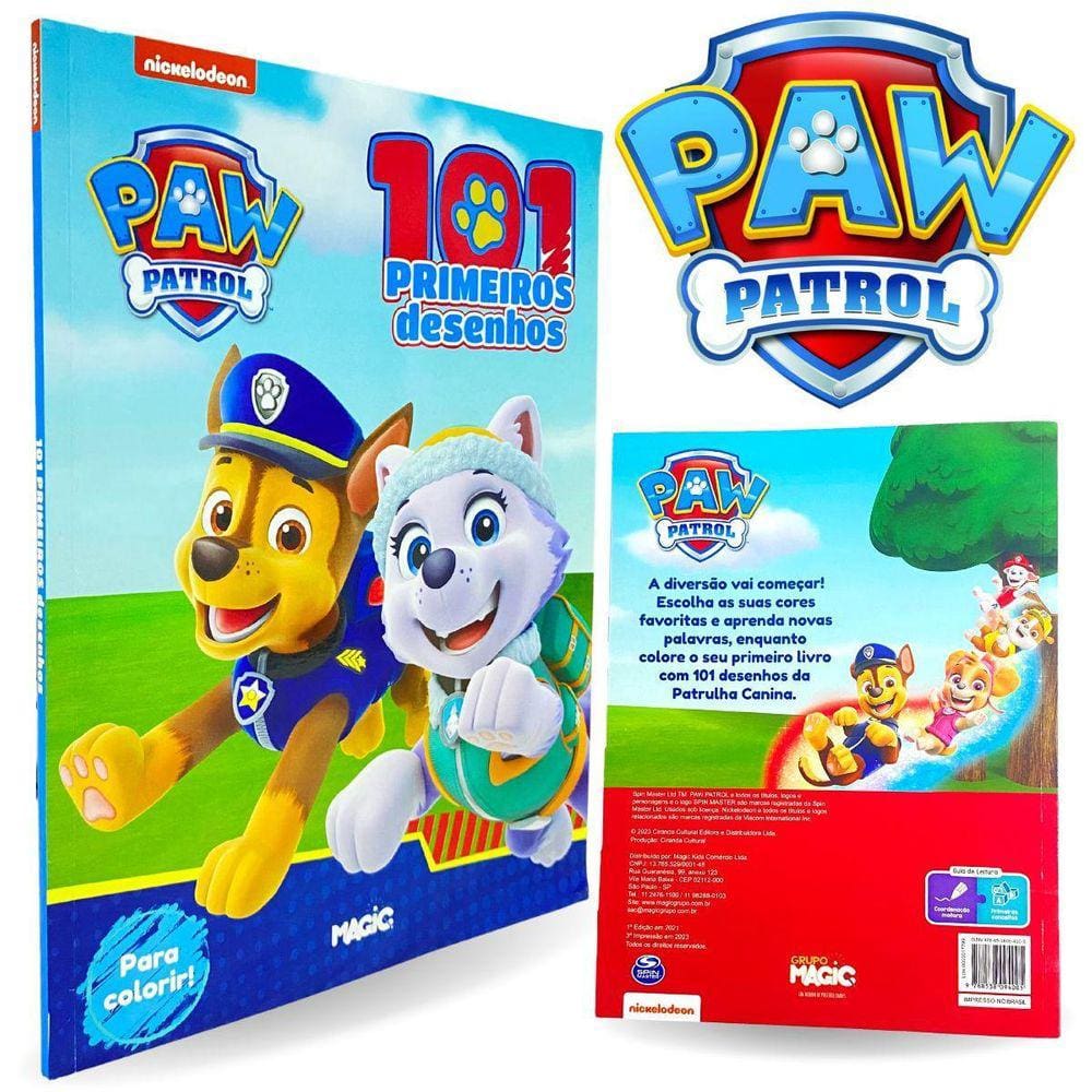 Livro Infantil Colorir Patrulha Canina com Canetinha e Adesivo - Magic Kids