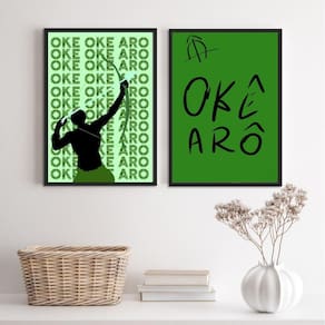 Quadros Decorativos Oxóssi Okê Arô 45x34cm - Madeira Preta