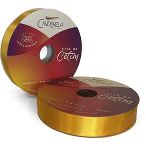 Fita De Cetim Amarelo Ouro 22mm x 50m - Cinderela