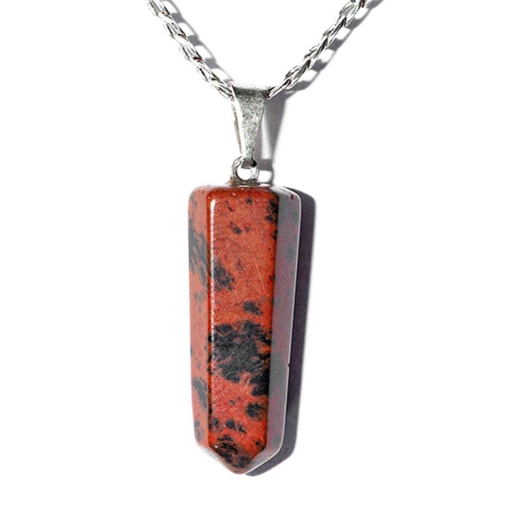 Colar Pontinha Pedra obsidiana Mahogany Montagem em Prateado