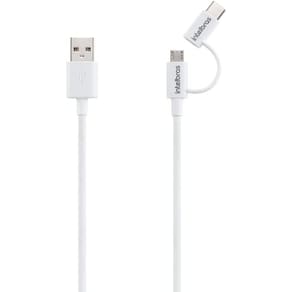 Cabo Usb X Micro Usb+Usb Tipo C 1.2M Intelbras - Branco