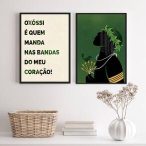 Quadros Oxóssi 33x24cm - Conjunto com Moldura Preta
