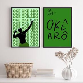 Quadros Decorativos Oxóssi Okê Arô 24x18cm - Madeira Preta