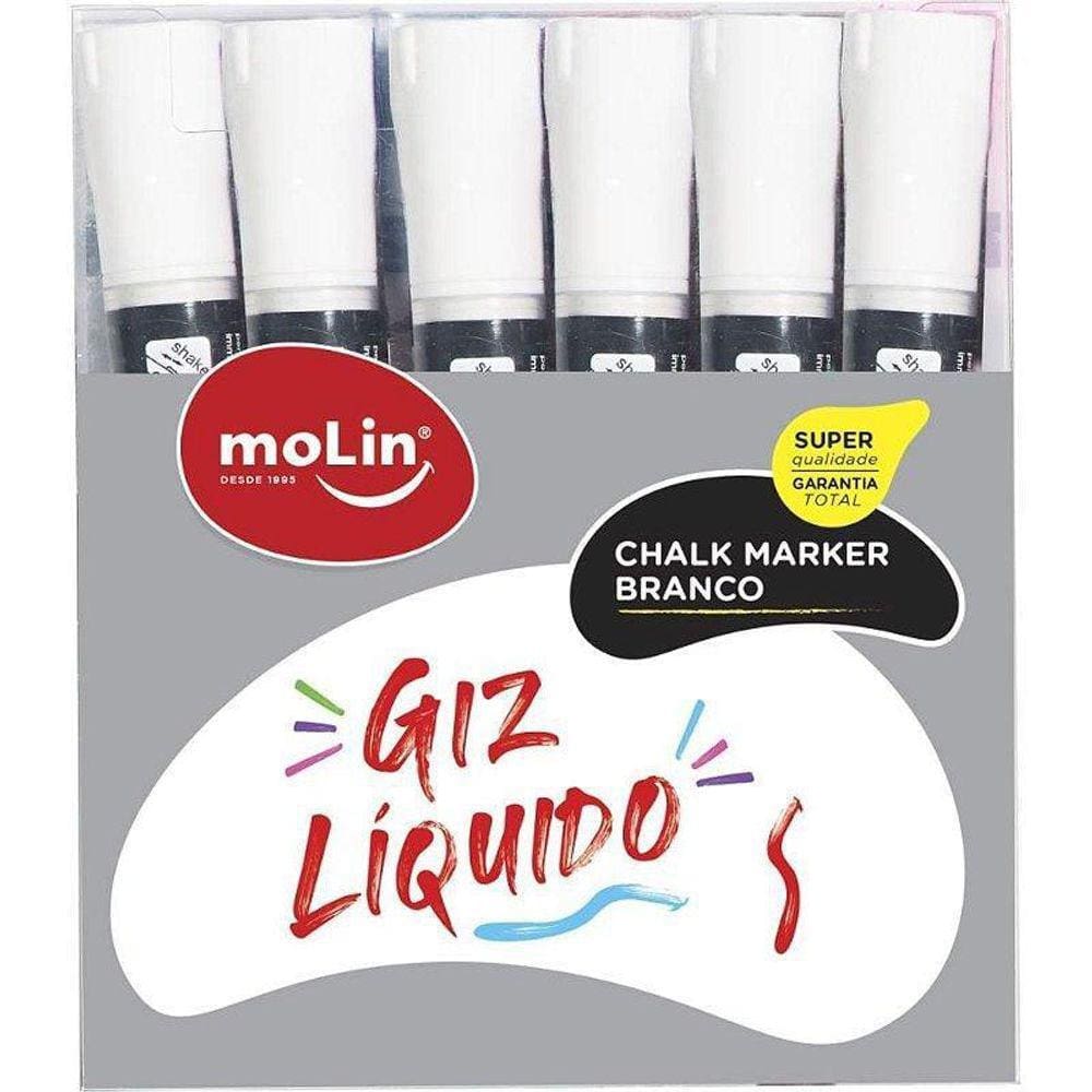 Estojo Giz LÍQUIDO Branco Com 6 - Molin Alta Qualidade