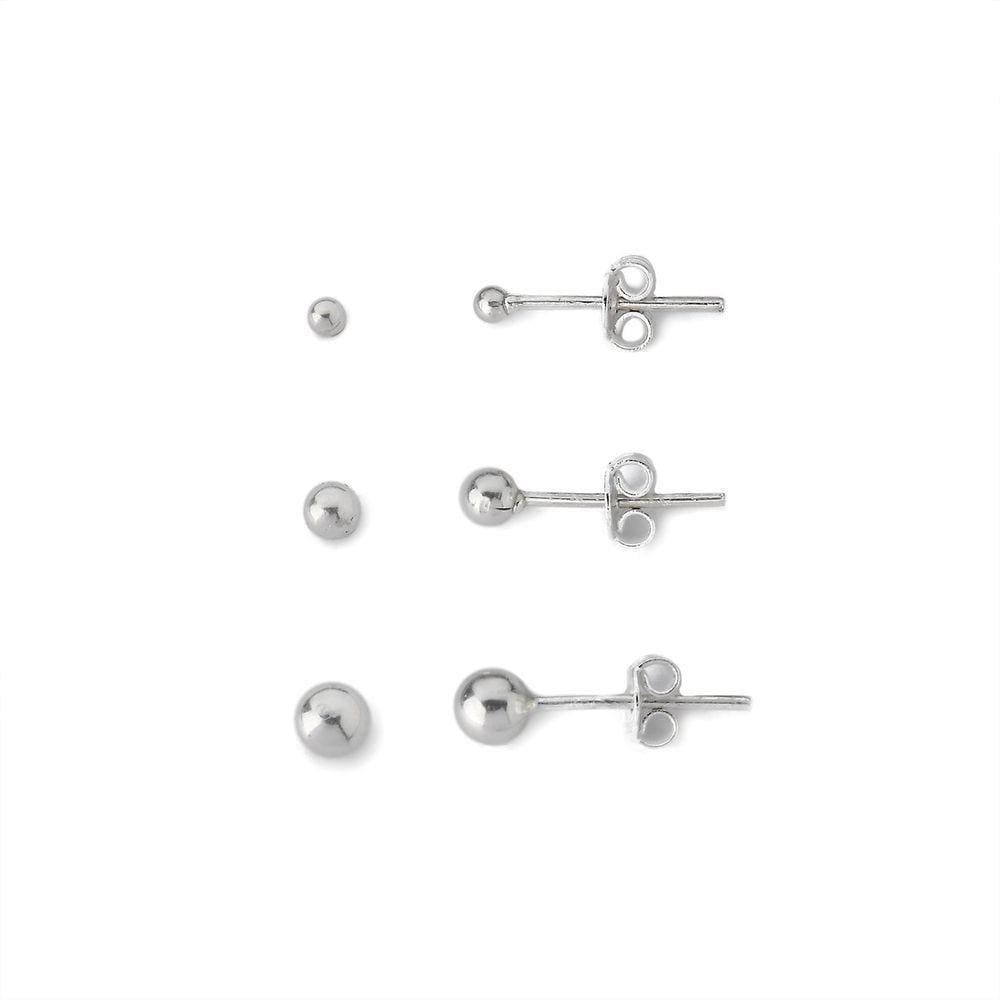 Kit Trio De Brincos Bolinha Prata 925