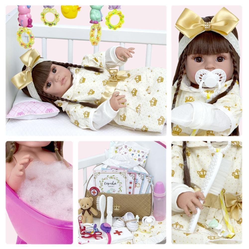 Boneca Bebê Reborn Realista Linda 16 Itens Bolsa Maternidade