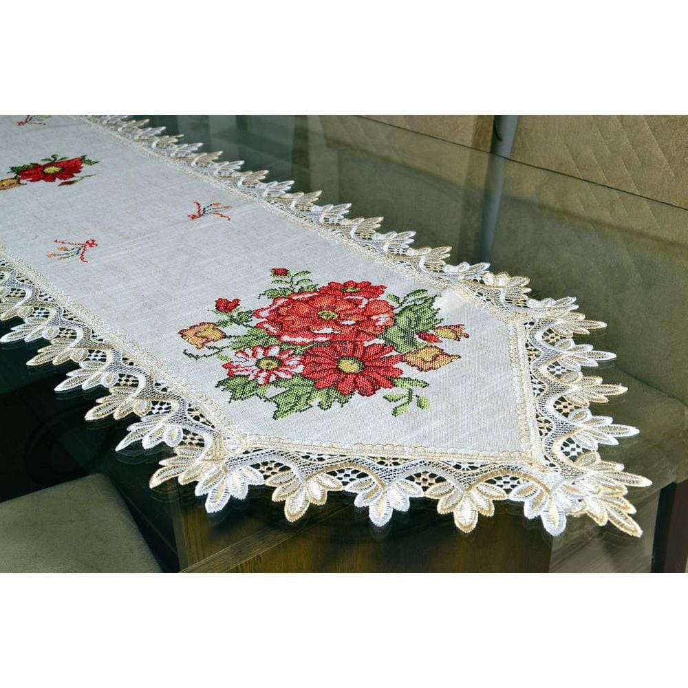 Caminho de Mesa Red Flower - 2,20 m