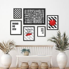 Quadros Decorativos São Paulo Frases - Kit 6 Peças