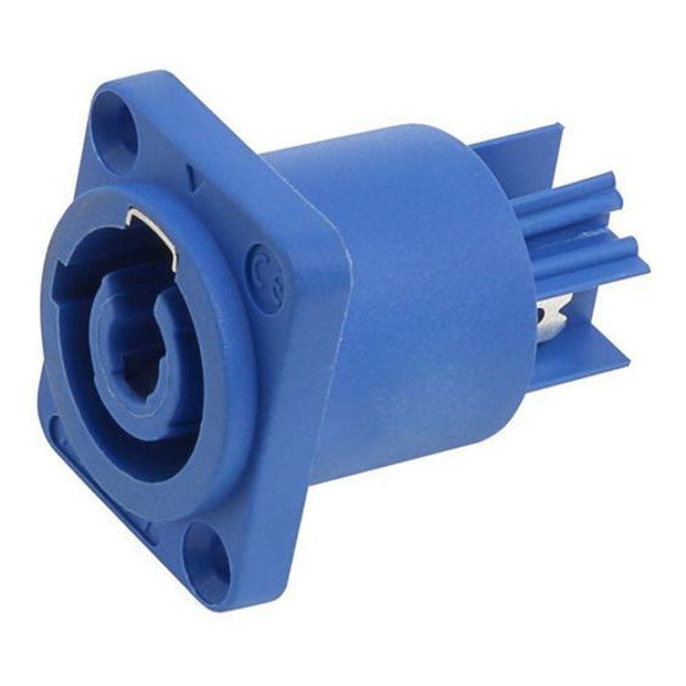 Conector Powercon In 3 Vias Femea Quadrado Painel Azul Pratt