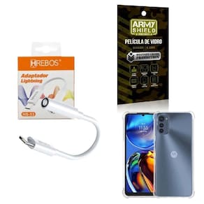 Capa Motorola E32 + Adaptador P2 Para Tipo C + Película 3D