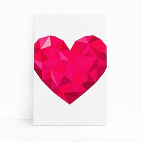 Quadro Canvas Coração Minimalista Geométrico Rosa 60X40Cm