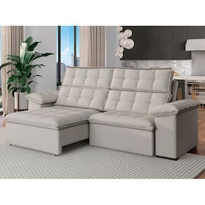 Sofá 3 Lugares Retrátil e Reclinável 230cm Denver Bege
