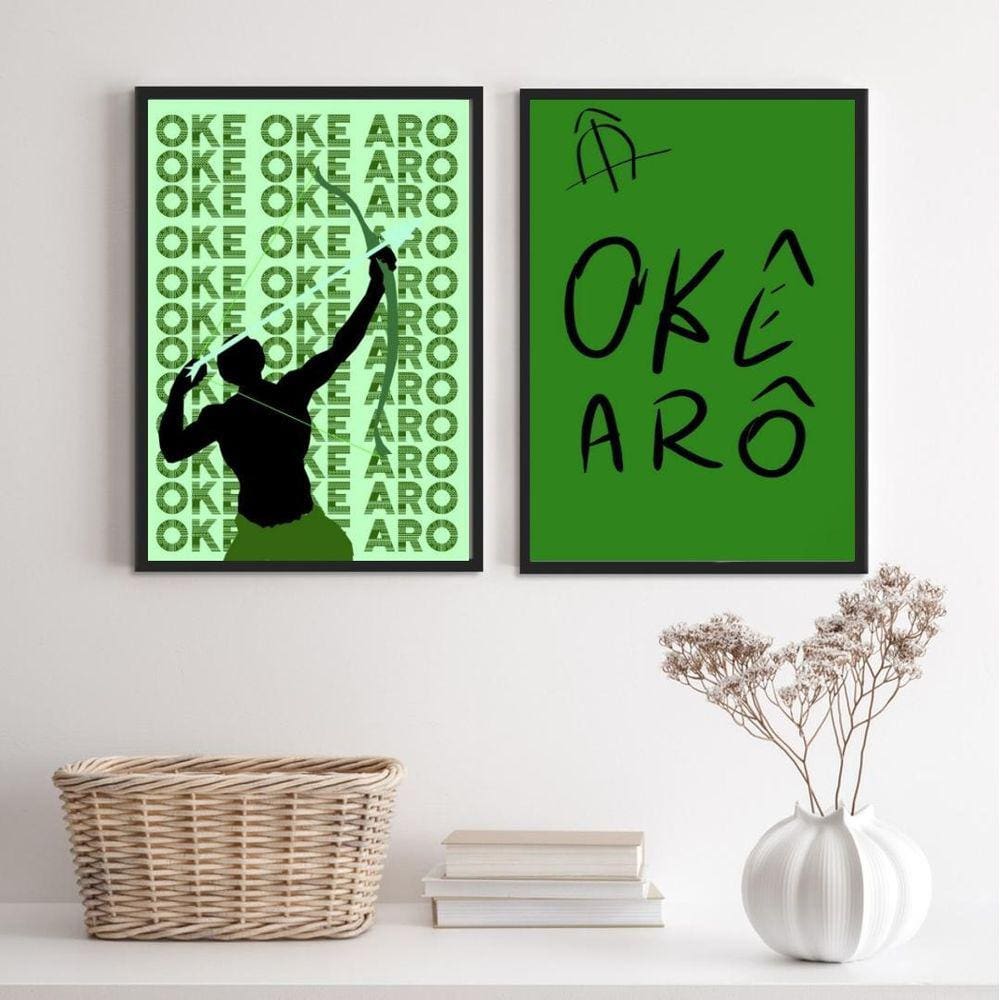 Quadros Decorativos Oxóssi - 24x18cm - Madeira Branca