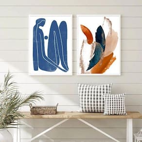Quadros Arte Moderna Azul Terracota 33x24cm - Vidro