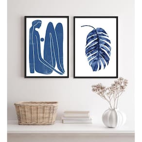 Quadros Arte Moderna Azul - 33x24cm - Madeira Branca