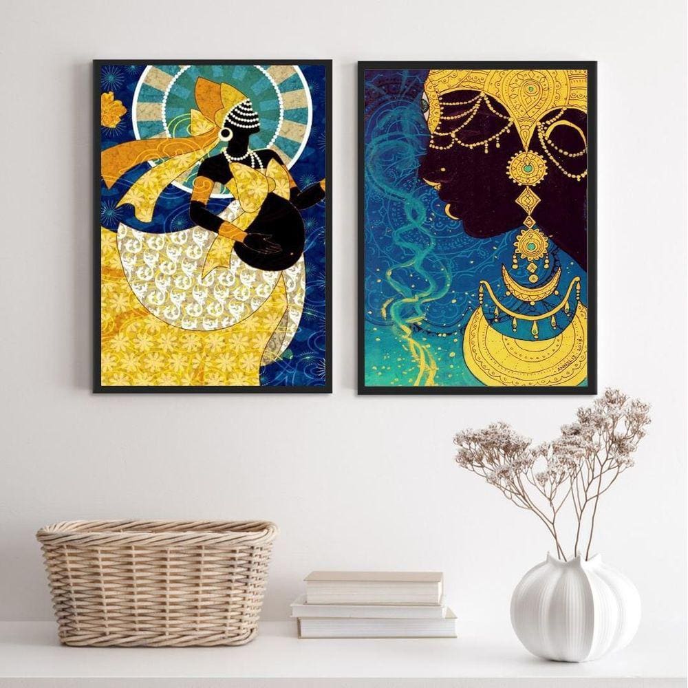 Quadros Decorativos Arte Orixá Oxum 24x18cm - Vidro
