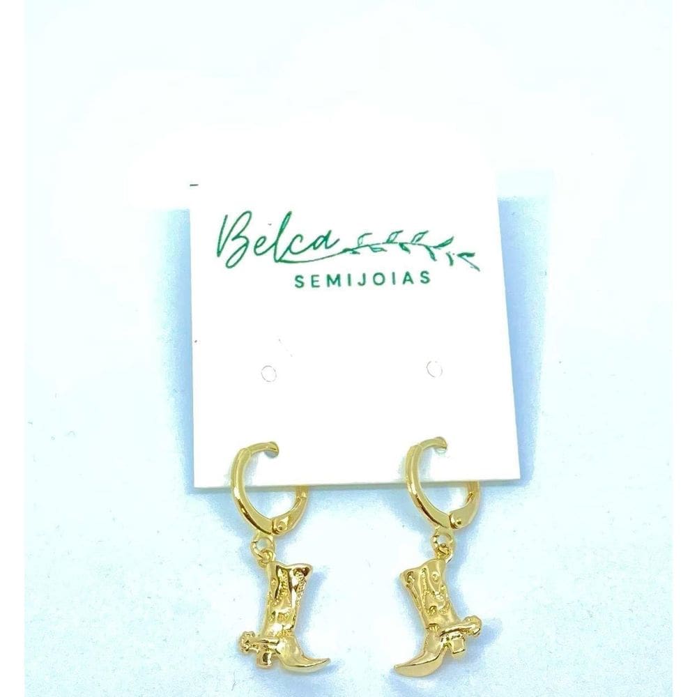 Brinco Belca Bota, No Banho De Ouro.