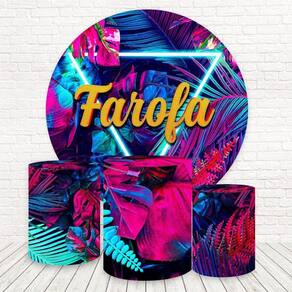 Painel Redondo E Capas 3D Sublimado Farofa Fkpc-1817