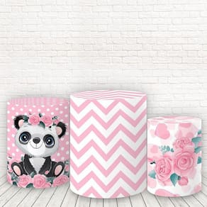 Trio De Capas Cilindros 3D Sublimado Panda Rosa Fcc-346
