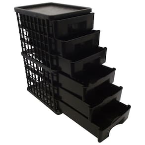 Gaveteiro 6 Gavetas Plástico Preto Organizador Multiuso