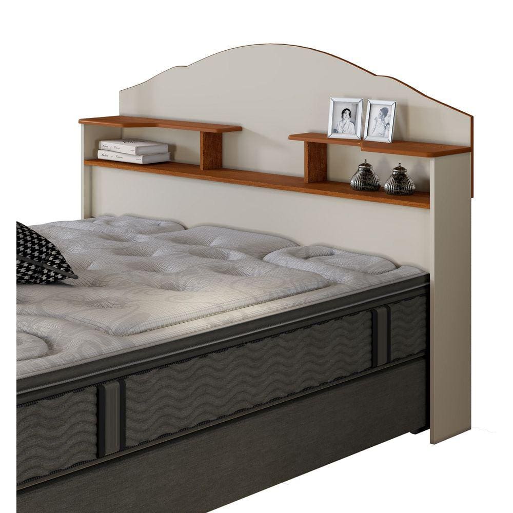 Cabeceira de Cama Box Casal 140 cm Off White / Canela