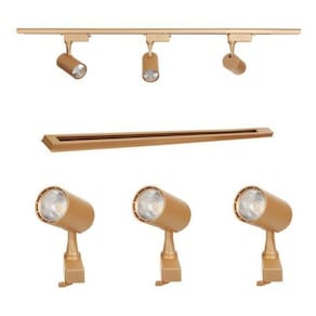 Kit Eletrificado Trilhos 1M + 3 Spots Led 7W Dourado Fosco