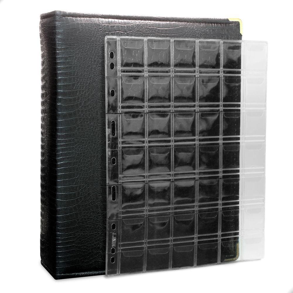 Álbum Fichário 10 Folhas Para 420 Moedas 28x21 Cobra Fosco XL