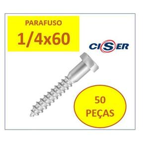 50 Peças Parafuso Sextavado Soberba Ciser 1/4 X 60
