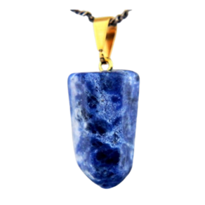 Colar Pontinha Pedra Sodalita Azul Presilha e Pino Dourado
