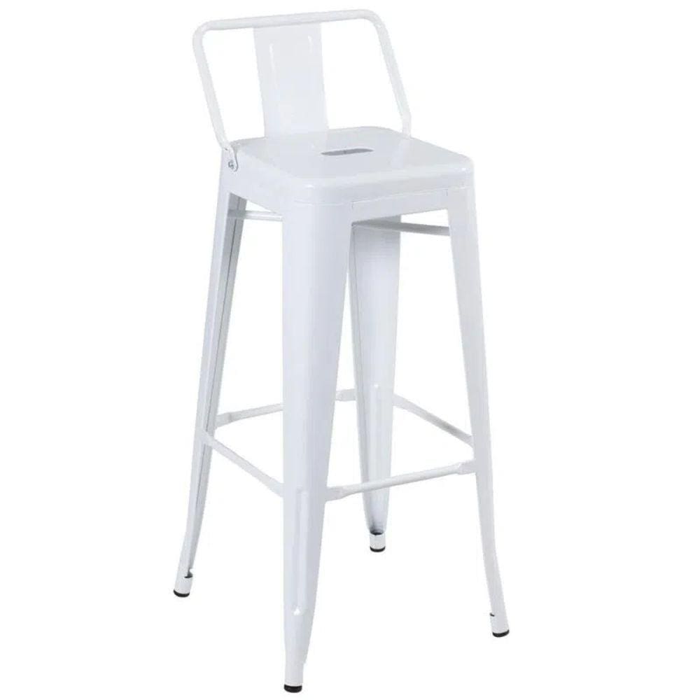 Banqueta Prizi Tolix 76cm Com Encosto Branca