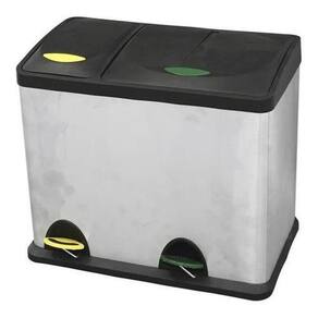Lixeira Coleta Seletiva - Aço Inox - 26 Litros - Prateado