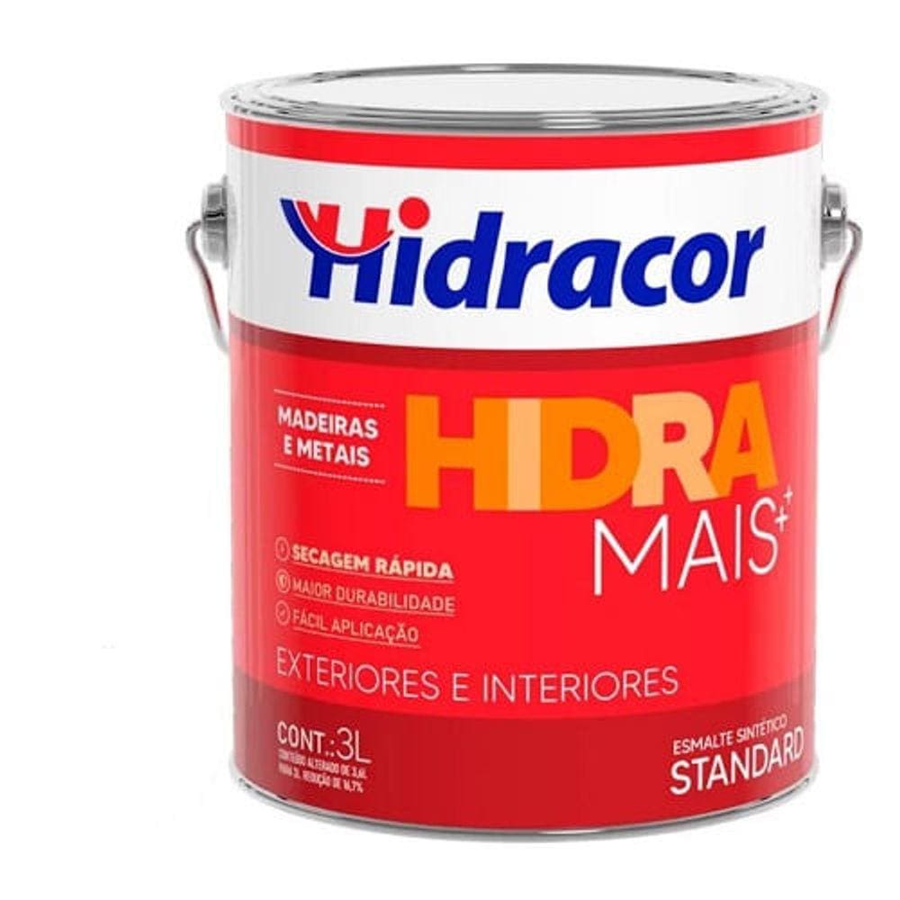 Tinta Esmalte Hidramais+ Preto 3,0L Brilho HIDRACOR