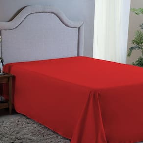 Lençol Queen Avulso Sem Elástico Premium Micro Percal 400 Fios Liso Vermelho